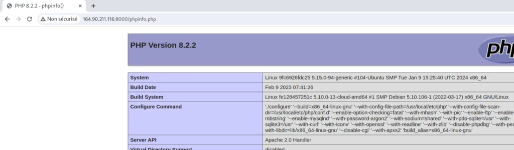 Accès PHPInfo.php