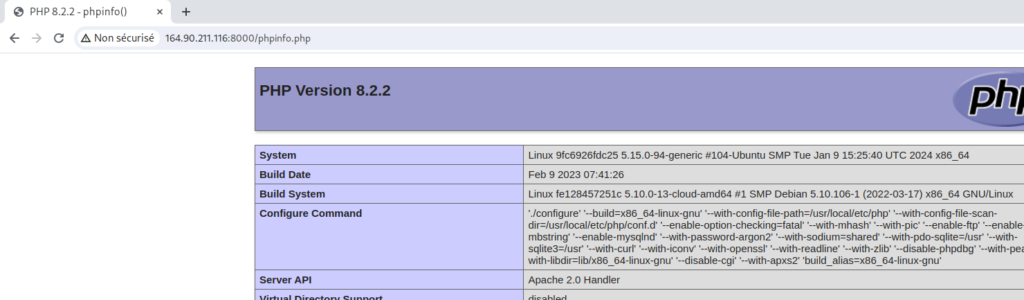 Accès PHPInfo.php